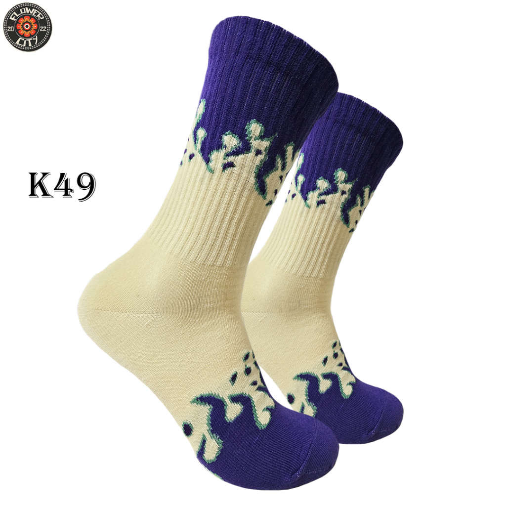Kaos Kaki Oldschool Motif Sand Flame Api Ungu - Karakter - (FC) No. K49