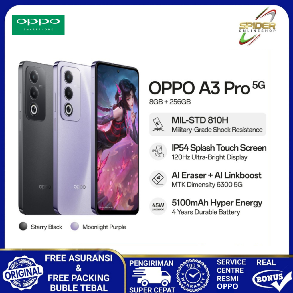 HP OPPO A3 PRO 5G RAM 8GB ROM 256GB GARANSI RESMI INDONESIA