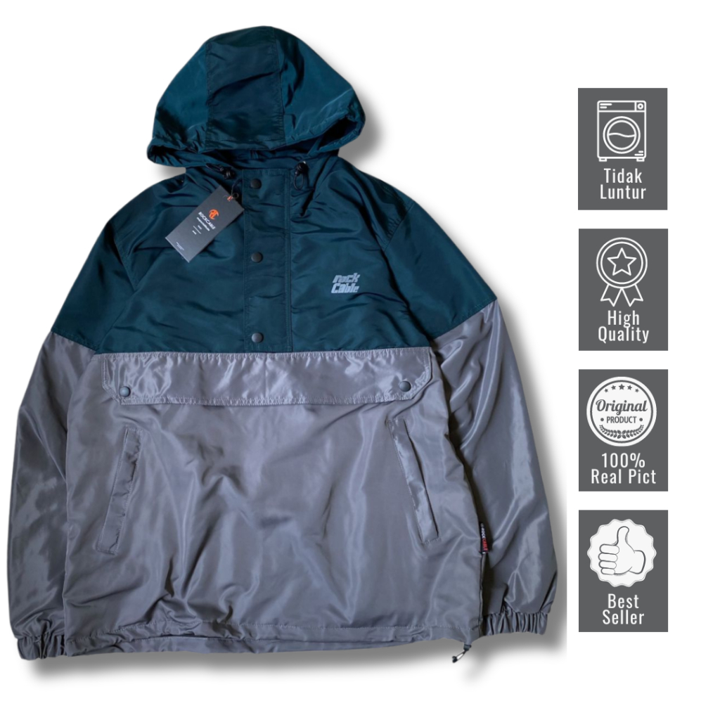 Jaket Cagoule Pria Waterproof ROCKCABLE / Jaket Cagoule Taslan / Jaket Hoodie Casual Kualitas Distro