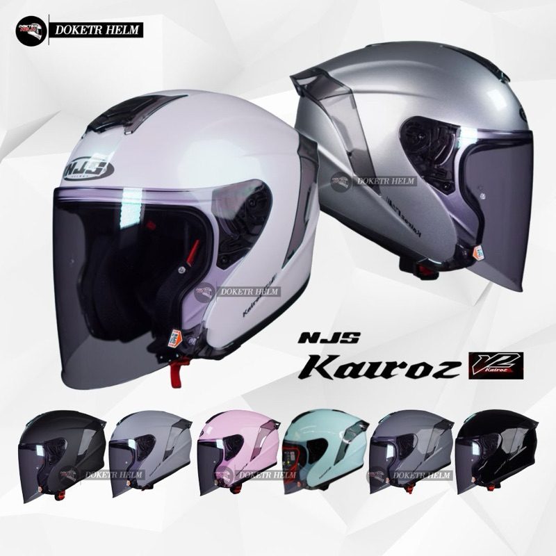 Neo NJS KAIROZ SOLID V2 (FULL SET) FLAT VISOR Helm Half Face SNI