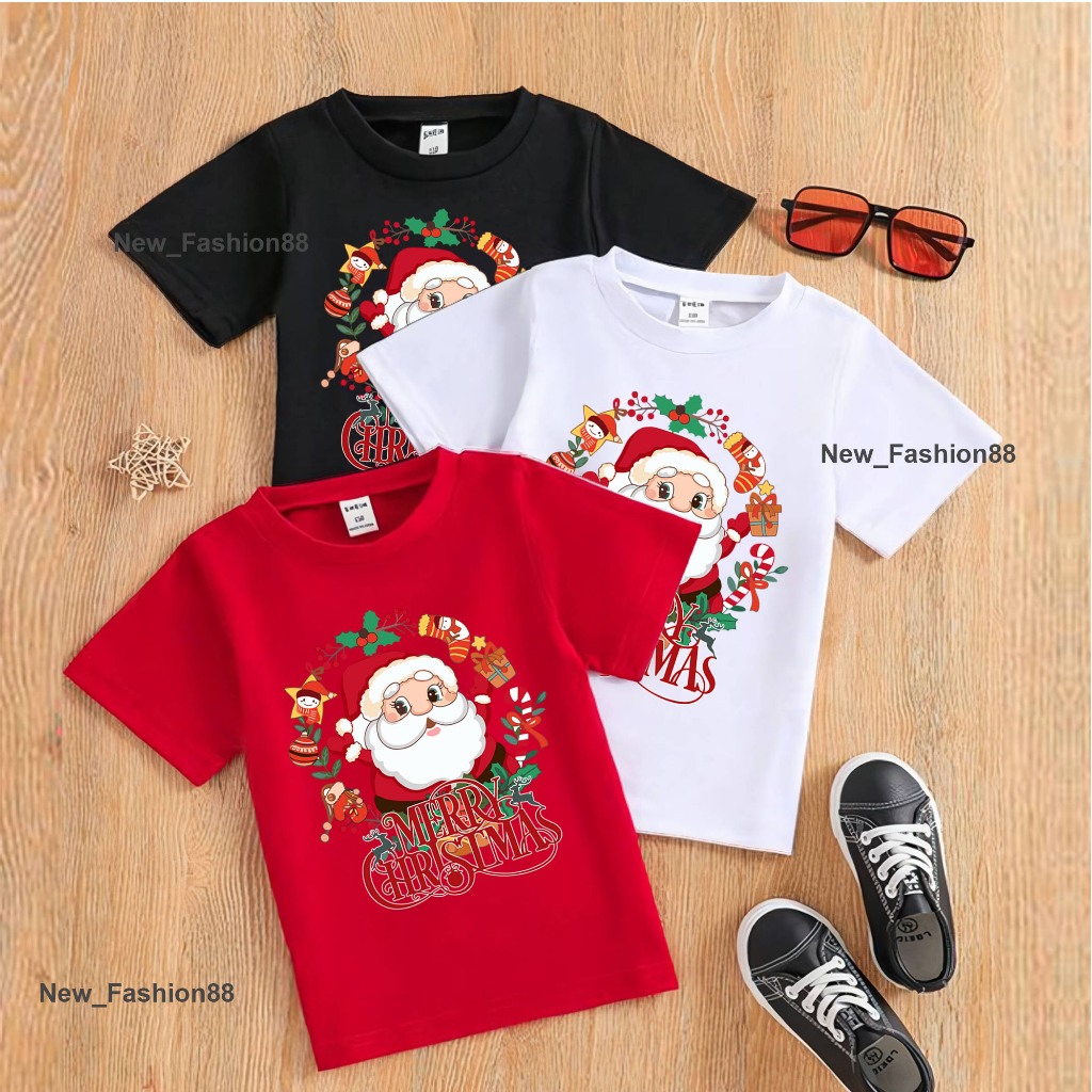 Baju Kaos Natal Merry Christmas Anak Laki-laki/Perempuan Umur 1-12 Tahun Sablon Digital Printing | B
