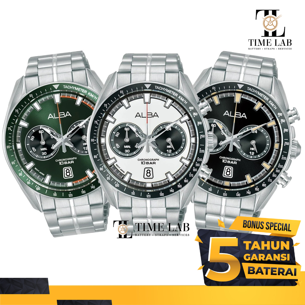 JAM TANGAN PRIA ALBA A4B0 / A4B023 / A4B019 / A4B015 / A4B027 CHRONOGRAPH STAINLESS STEEL ORIGINAL T