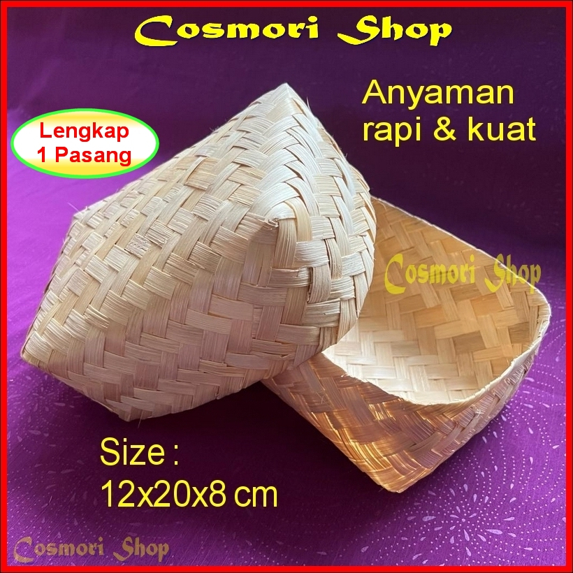 Besek Anyaman Bambu 12x20 Untuk Hajatan Nasi Berkat Hantaran Kue Warna Cantik Berkatan Hampers Dimsu