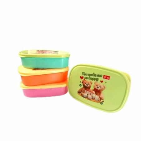 kotak bekal nasi / lunch box sekat 2 / kotak makan anak beruang kekinian bahan plastik/KOTAK MAKAN K