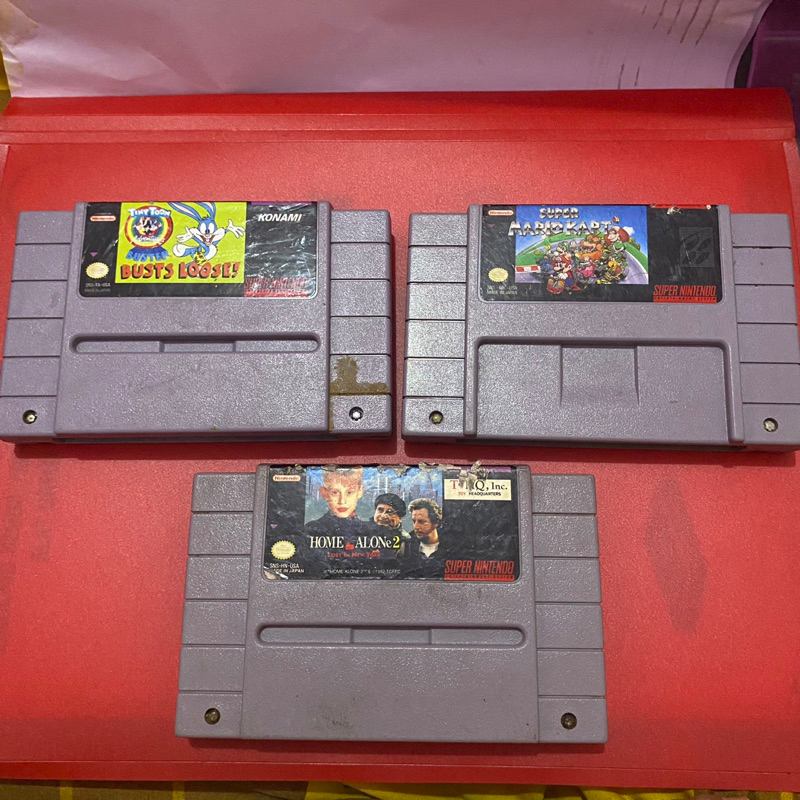 KASET SNES SUPER MARIO KART , TINY TOON ADVENTURE BUSTER BUSTS LOOSE , HOME ALONE 2 - LOST IN THE NE
