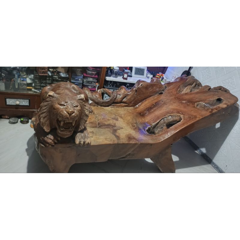 Kursi Santai kayu Jati ukiran macan akar jati