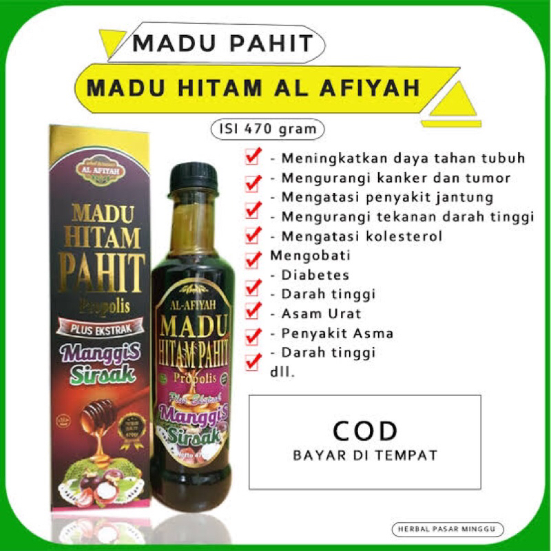 

MADU HITAM PAHIT PROPOLIS AL AFIYAH 470 gr