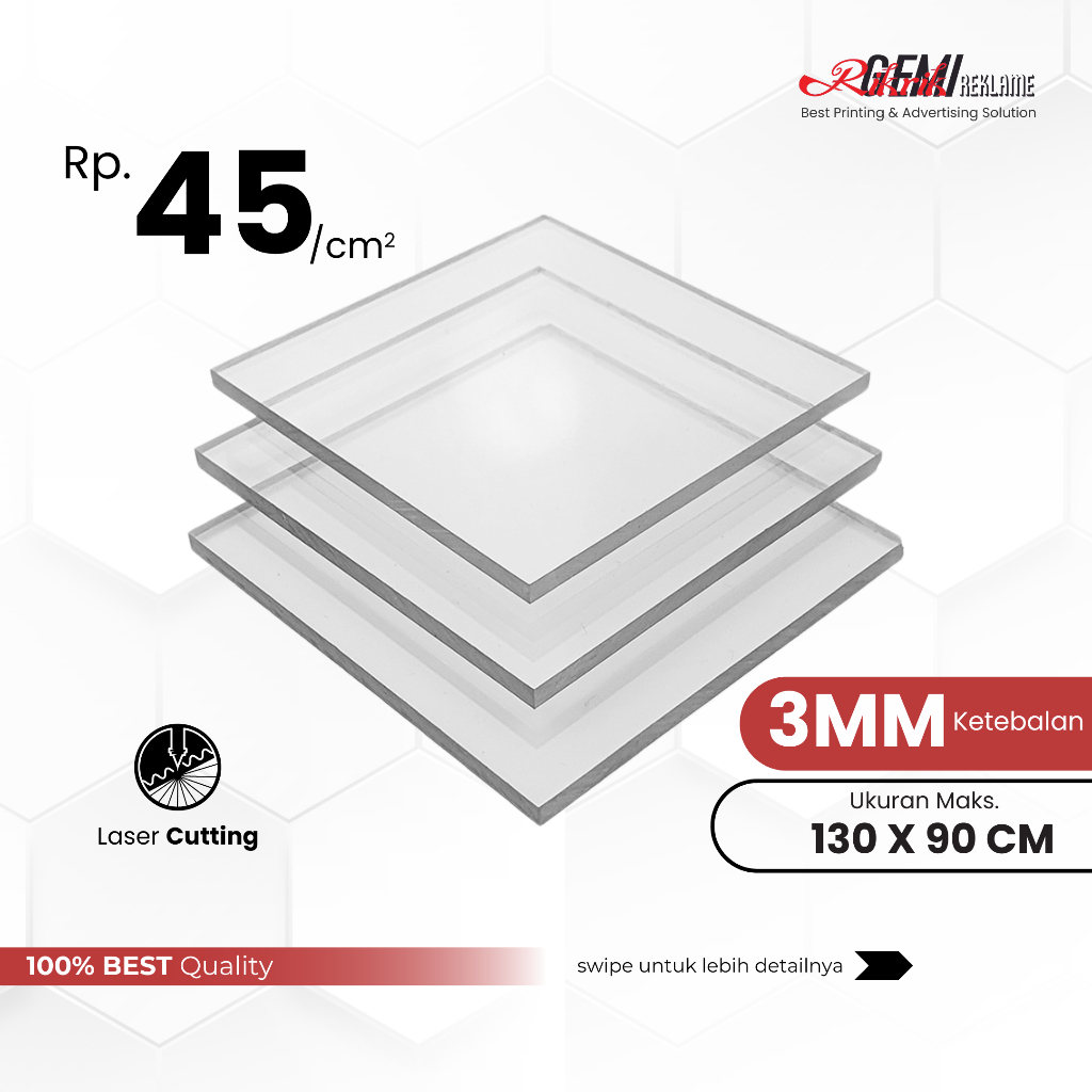 

RikrikGemi - Akrilik Lembaran 3MM Bening, Akrilik Custom, Custom Acrylic, Custom Laser Cutting