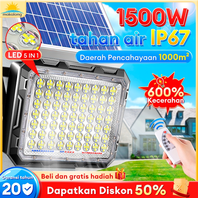 Garansi 20 tahun Lampu tenaga surya outdoor lampu tenaga matahari otomatis nyala 1500W Panel Surya