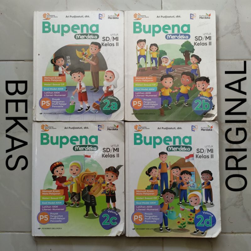 ( BEKAS ) ( ORIGINAL ) BUKU BUPENA VOLUME 2A 2B 2C 2D KELAS 2 II SD MI PENERBIT ERLANGGA KURIKULUM M