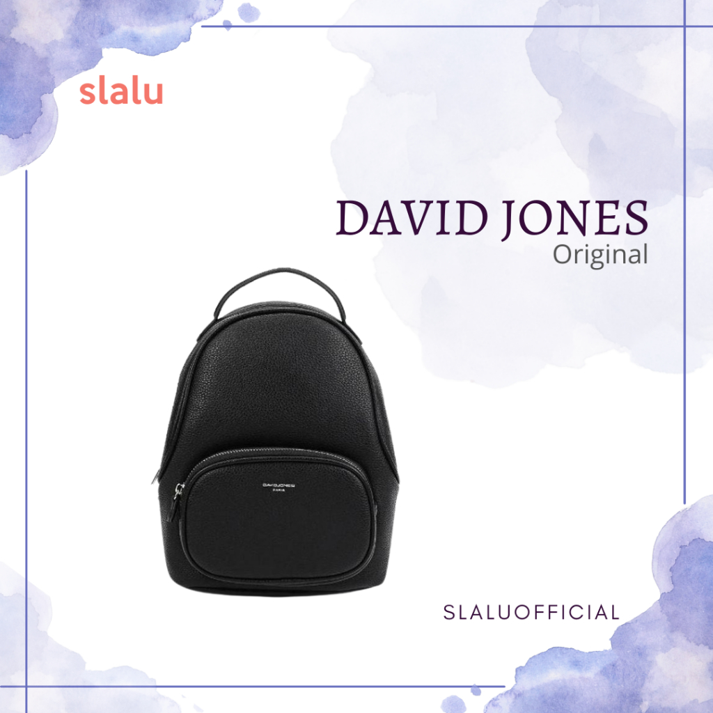 Tas Backpack Wanita David Jones Reina PU Leather Ransel Fashion Elegan Hitam - Factory Outlet Import