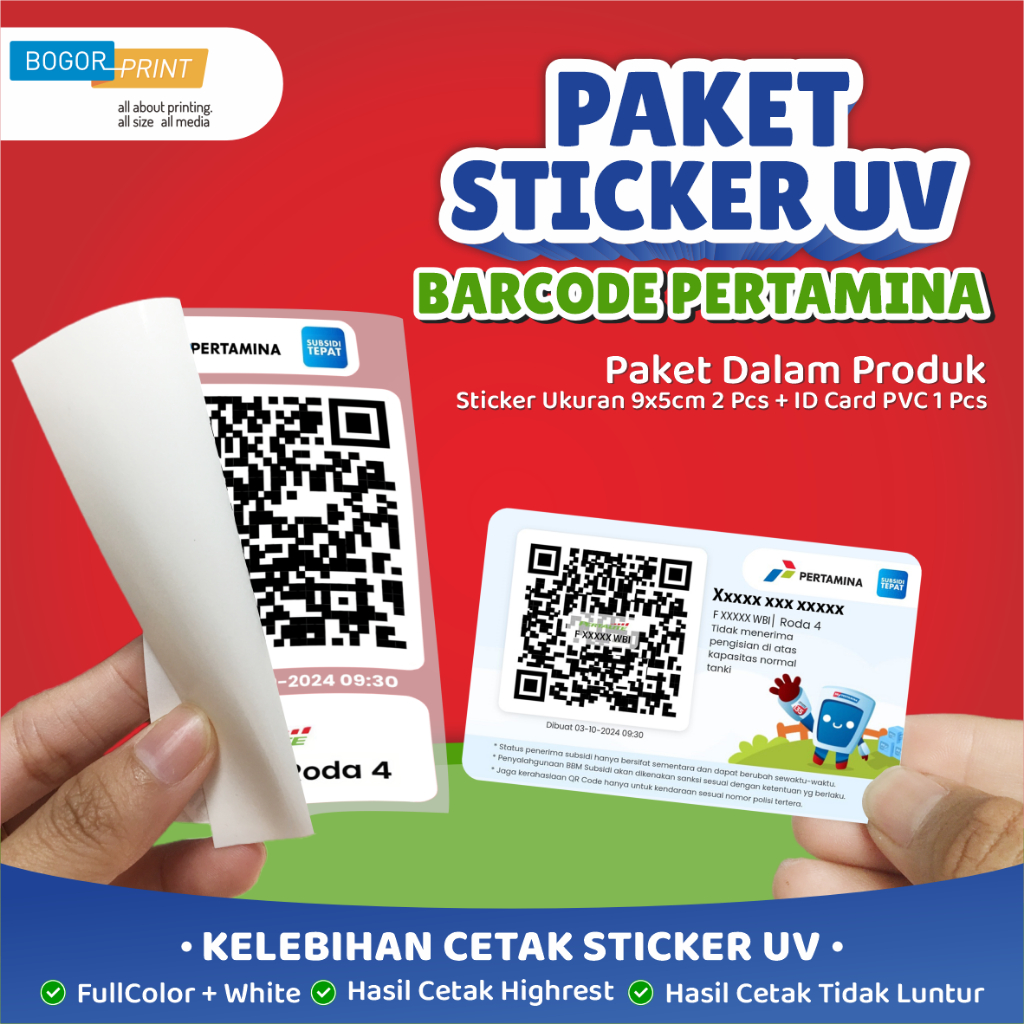 

Paket Sticker Tinta UV Barcode Pertamina + Id Card