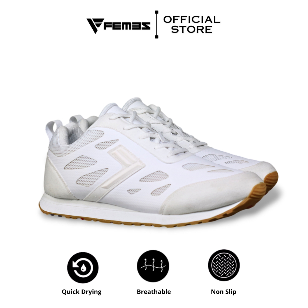 Femez Lite Berlin Sepatu Sneakers Pria Sepatu Putih / 39-48 Bigsize Putih Polos Sport Casual