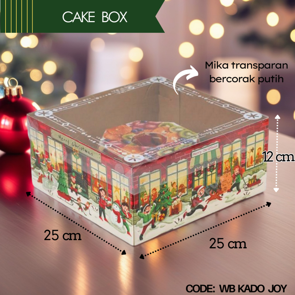 

Mika Cake Box 25x25 Christmas / Dus Hampers Kue Lapis Pudding Natal WB Joy