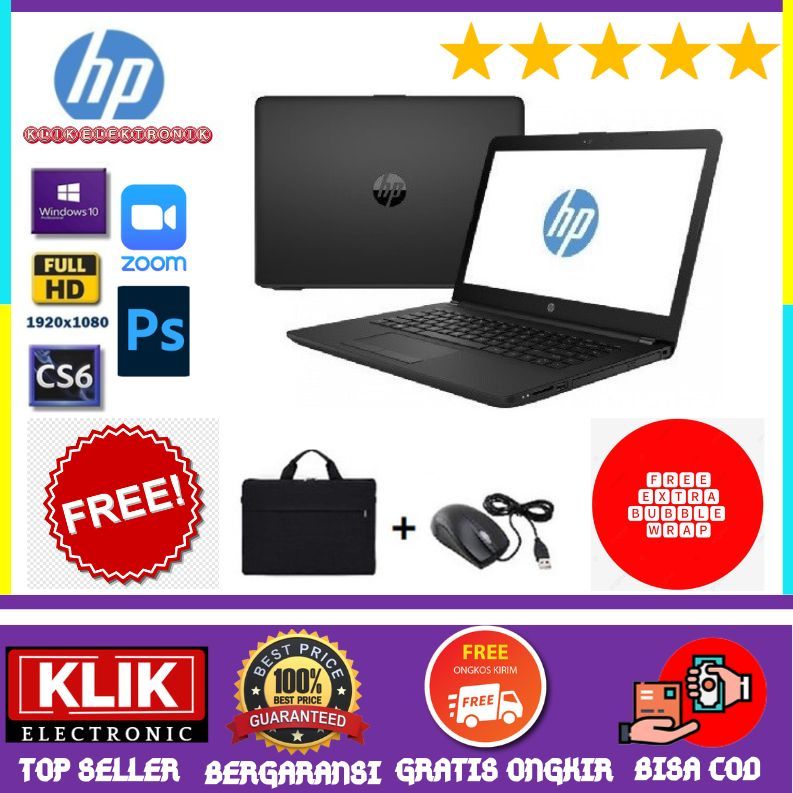 TERMURAH  LAPTOP HP INTEL CELERON / RAM 8HDD - 1000GB / WINDOWS 10 / 14INCH / Bonus Ts dan Mouse