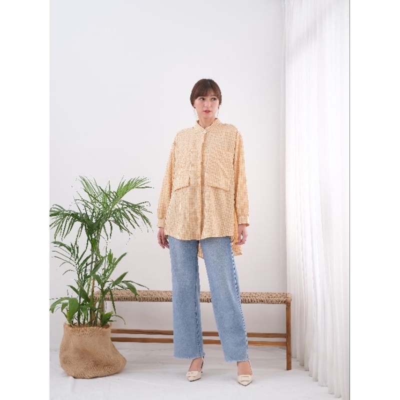 Beth & Ron Blus Kotak Gingham Kerah Shanghai (Korean style)