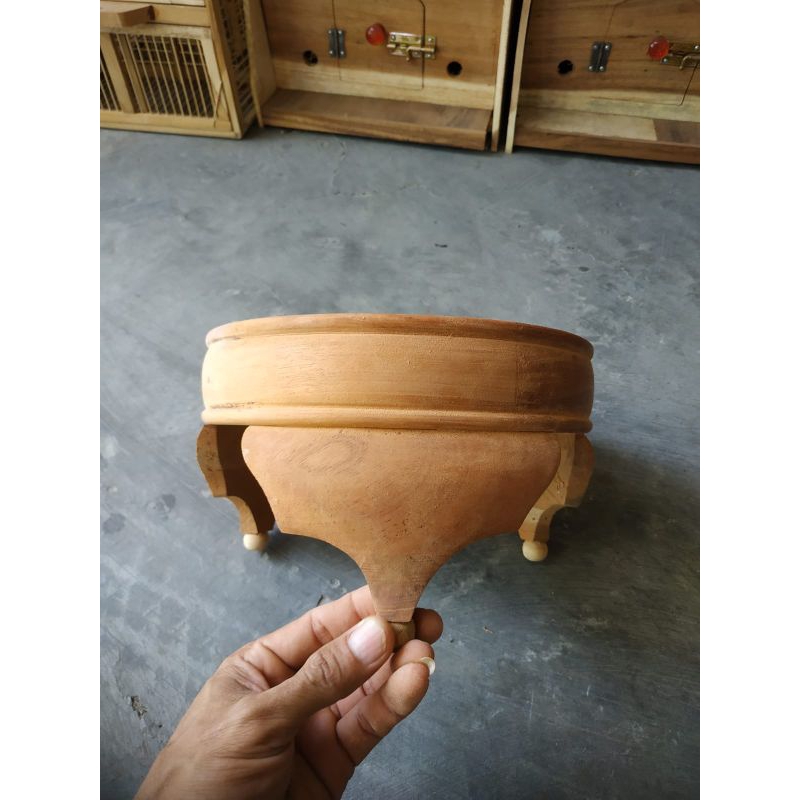 Tebok kayu pleci holoped mentah model cincin sangkar kandang ukuran Diameter 23
