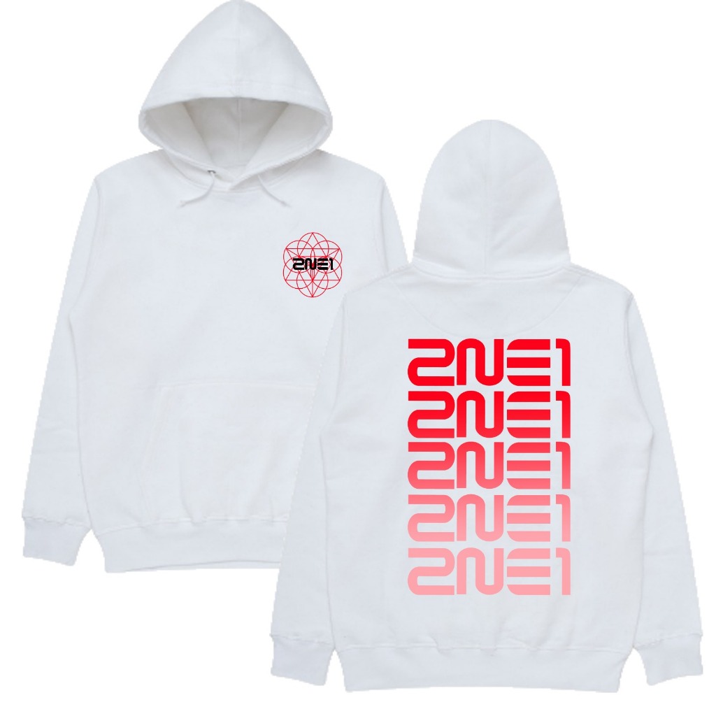Jaket Hoodie KPop 2NE1 Logo Comeback 2NE1 2NE1 Gradasi Merah Merah free foto