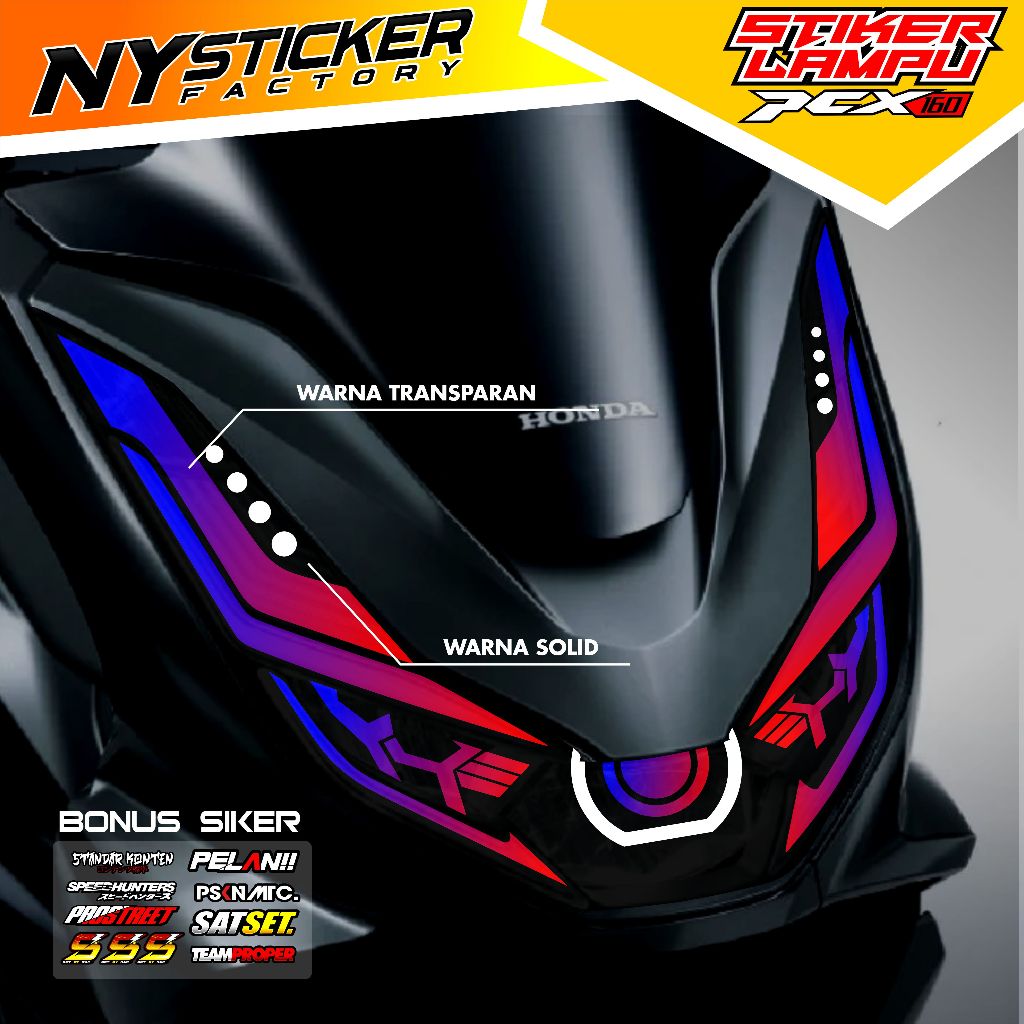 Stiker Variasi Alis Lampu Motor PCX 160 NEW Stiker Lampu PCX 160 Transparan