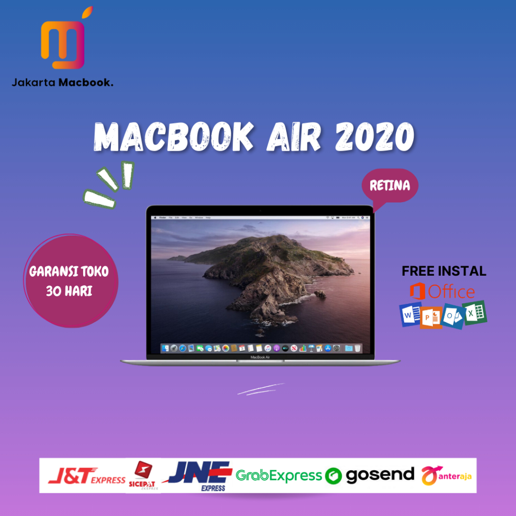 Macbook Air Retina 2020 13 inch core i3/ i5 / i7 128gb 256gb 512gb Second Original