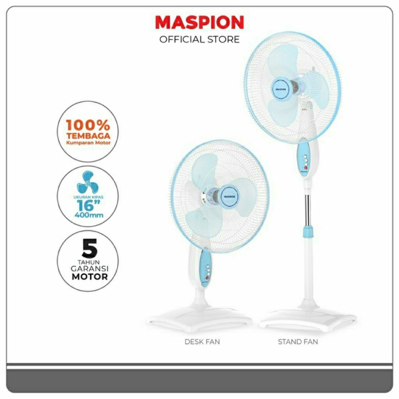 #MAU# Maspion Kipas Angin Berdiri Duduk 2in1 EX-167S 16inch 16" Maspion Stand Fan EX167S Kipas Meja 