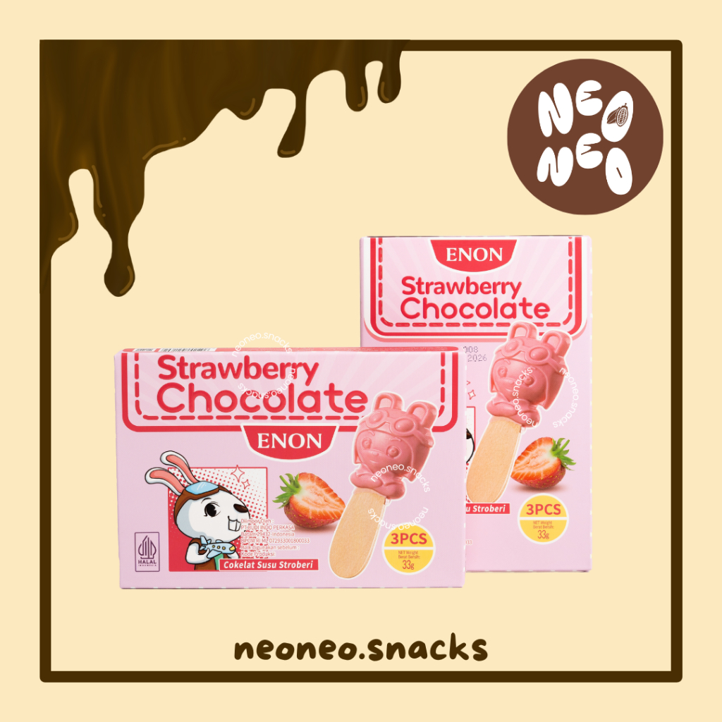 

STRAWBERRY - ENON Chocolate Rabbit Character - Camilan Cokelat Karakter Manis Rasa Stroberi