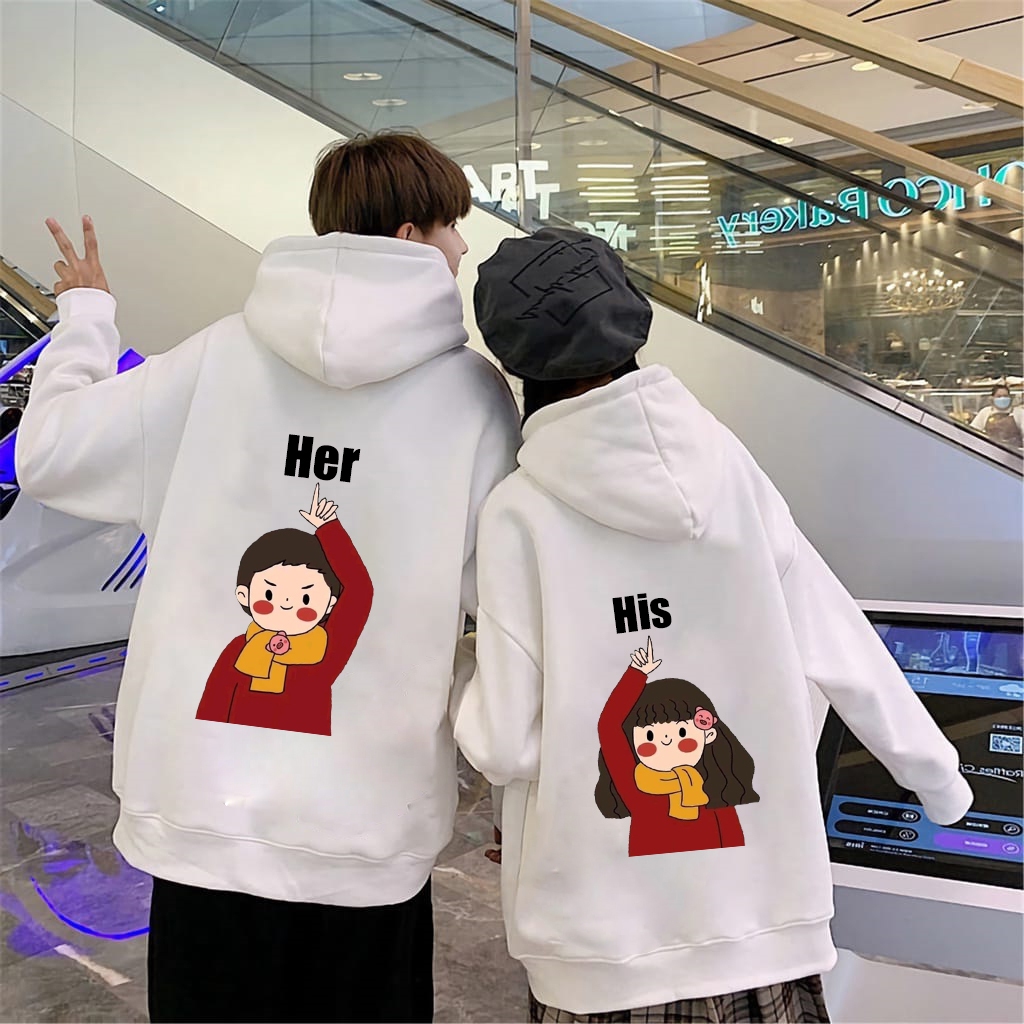 Switer hoodie couple pasangan pria wanita / sweater couple her & his cwe cwo hoodie couple pria wani