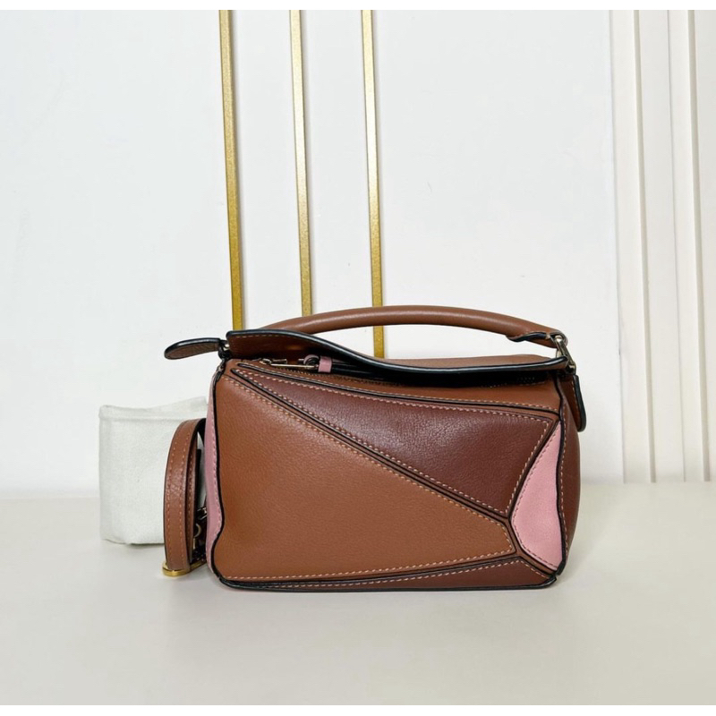 Loewe puzzle mini tricolor pink tan 2019