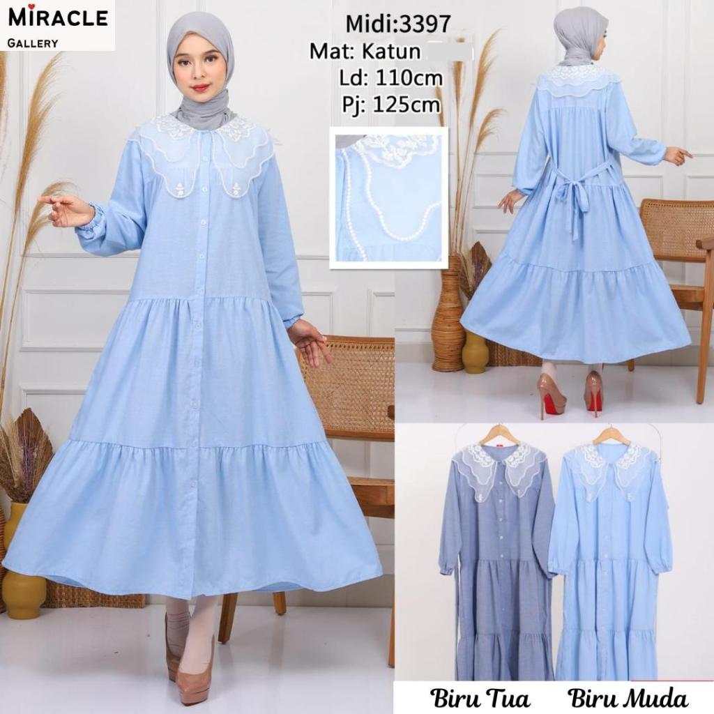 NAYARA DRESS BAHAN KATUN PREMIUM / MIDI DRESS LENGAN PANJANG
