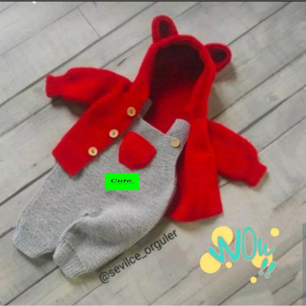 CUTE Baju Bayi One Set Overall Rajut