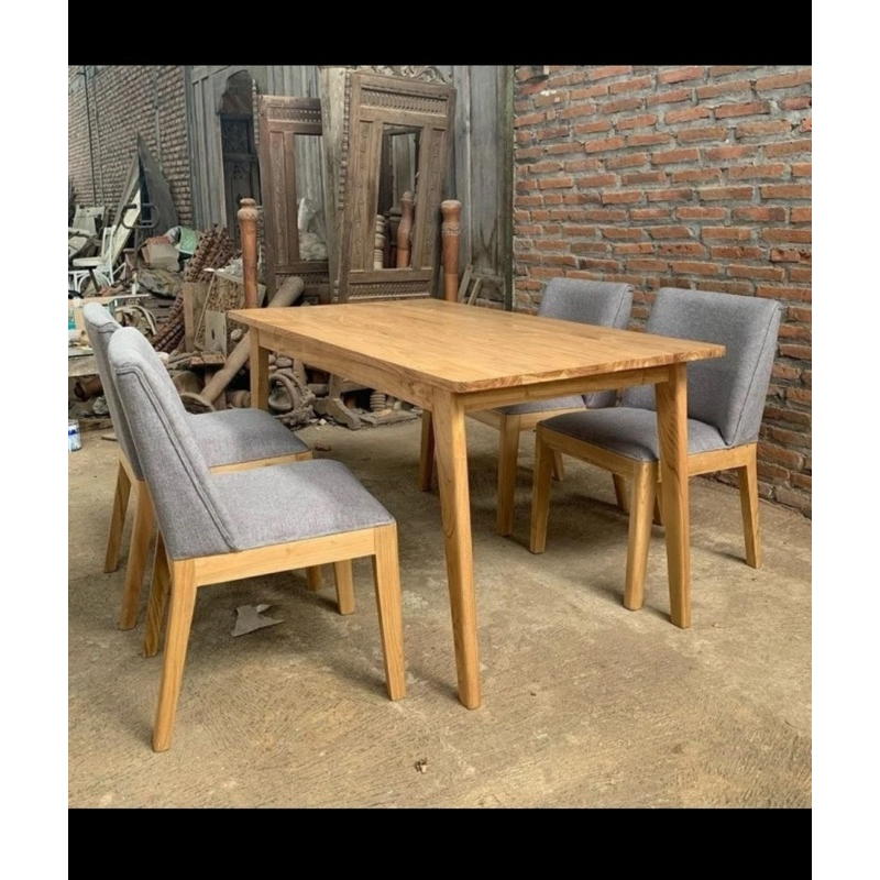Meja makan minimalis jati 4 kursi Meja makan jati 4 kursi model terbaru modern mewah