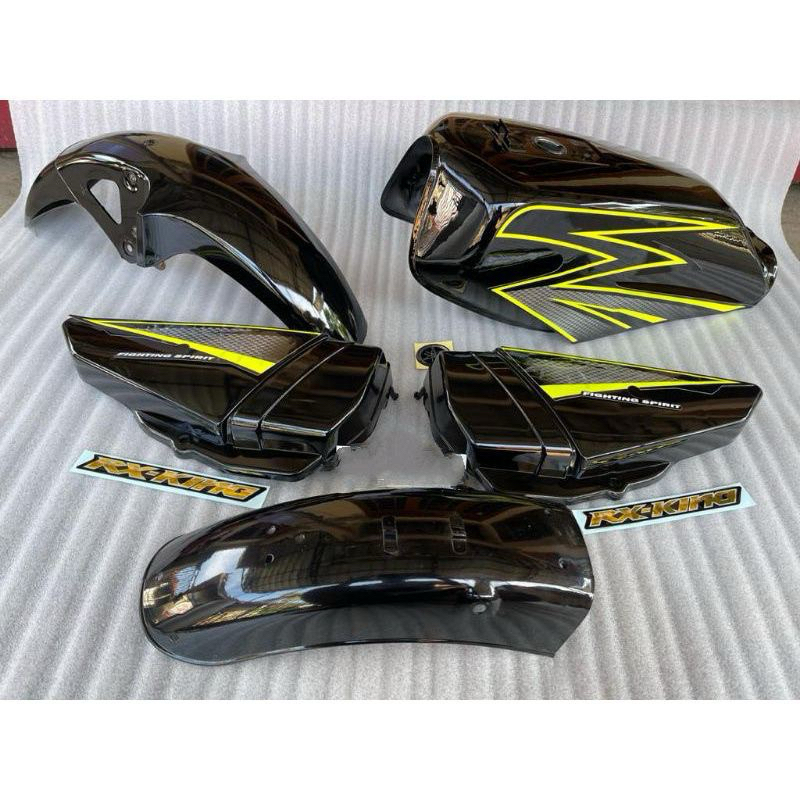 Paket Fullset Body Yamaha RX KING New 2003 Striping Custom Hijau