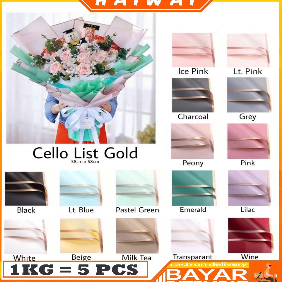

Lebih Bagus HaiWai 1PACK 2 Lembar Kertas Buket Bunga Flower Wrapping Flower Paper List Gold Cellophane Florist KB1 KB12