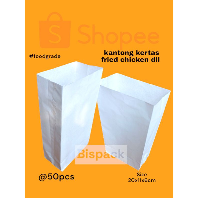 

@50pcs kantong kertas makanan putih polos anti minyak