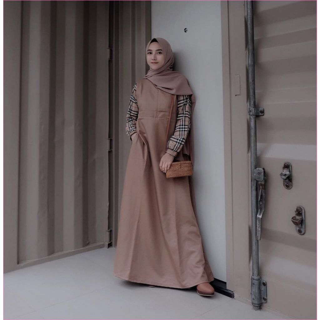 overall dres panjang baju kodok overall gamis