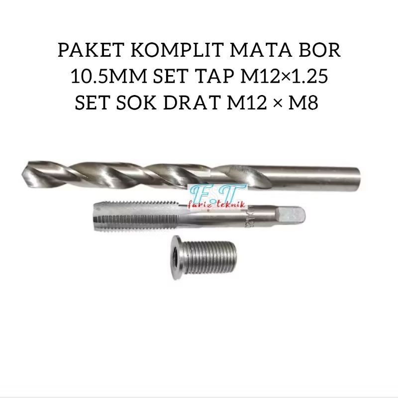 paket komplit mata bor tap set sok drat m12 × m8 verbos drat rusak slek dol baut 12