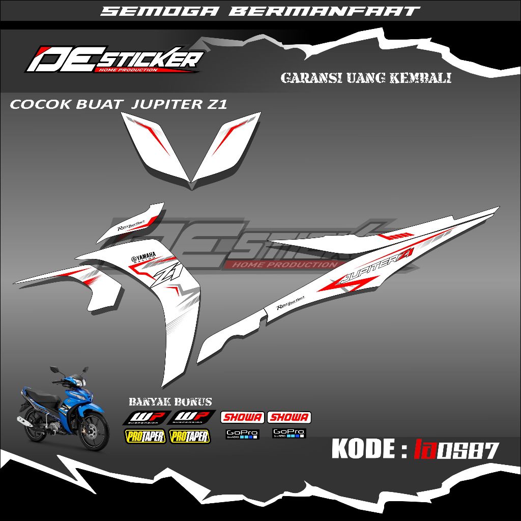 LA0587 JUPITER Z1 STIKER STRIPING MOTOR KEREN LIST VARIASI JUPITER Z1 STIKER MOTOR YAMAHA DESIGN TER