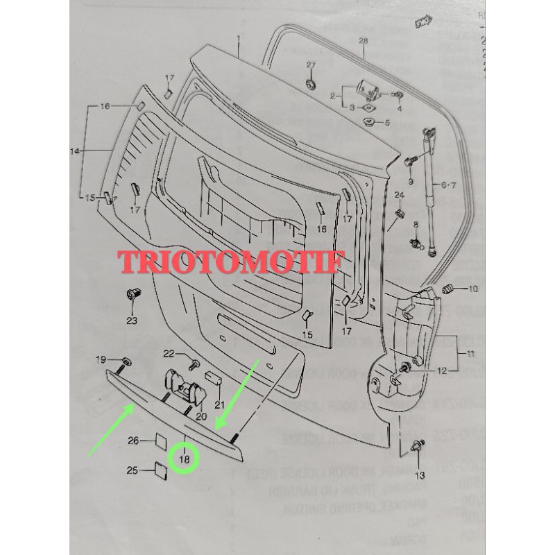 cover garnish plat nomor bagasi suzuki SX4 original