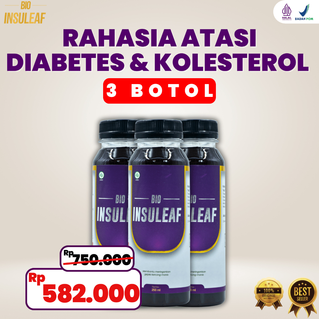 

PAKET 3 BOTOL BIO INSULEAF SOLUSI ATASI KENCING MANIS DIABETES & GULA DARAH TINGGI 250 ML