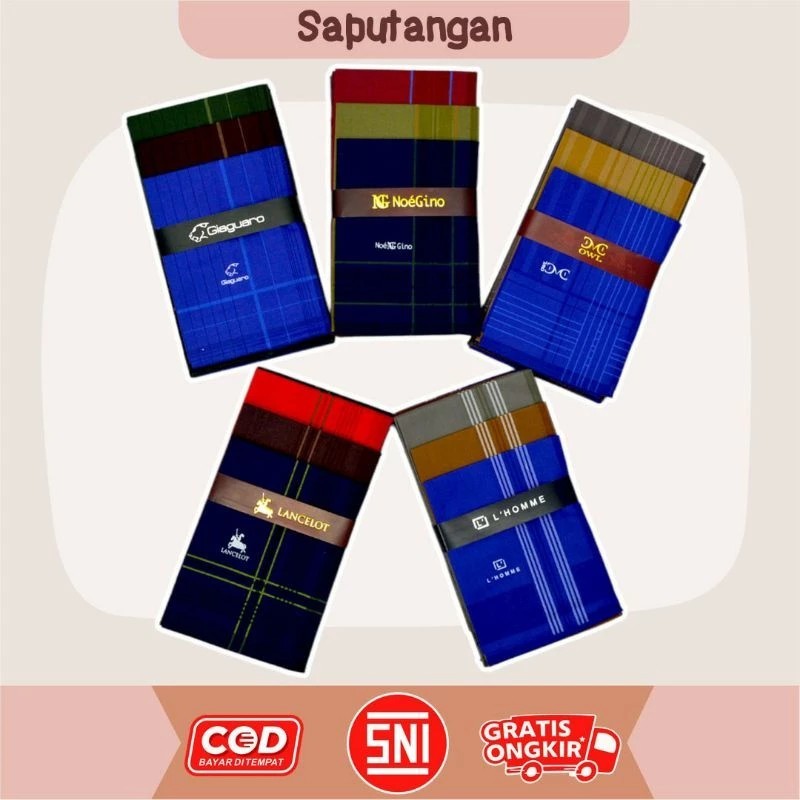 SAPU TANGAN PRIA KATUN PREMIUM HANDKERCHIEF MASKER ISI 12PCS