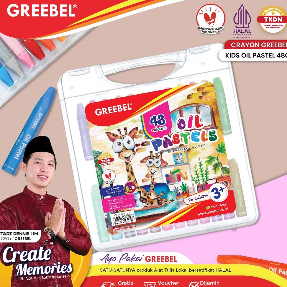 

KODE L4O GREEBEL Crayon Krayon KIDS OIL PASTEL 48 Warna KOP 48C Crayon Greebel Krayon 48 Warna Crayon Aman untuk Anak
