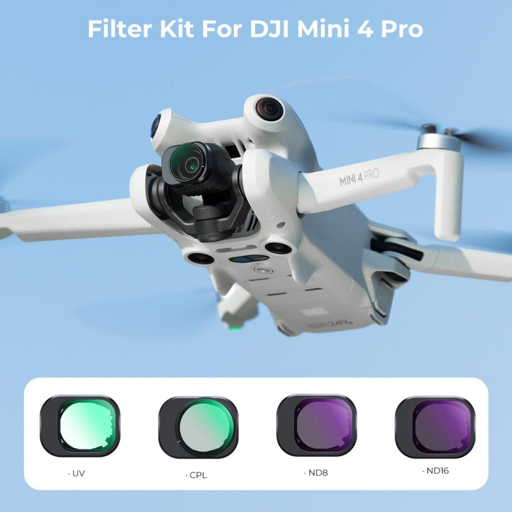 K&F Concept ND / UV / CPL Filters Kit for DJI Mini 4 Pro 4 Pack (CPL, UV, ND8 & ND16) - Filter Drone