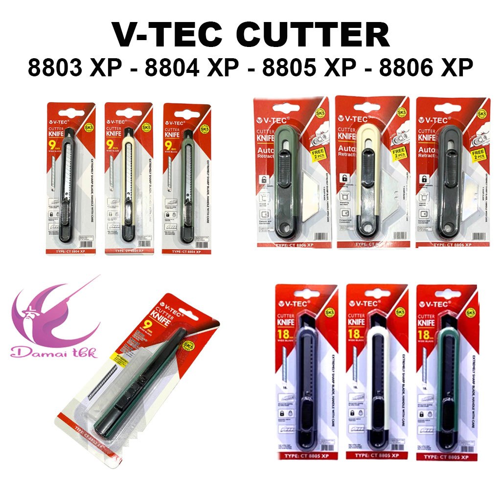 

V-Tec Cutter Knife Type CT-8803 XP CT-8804 XP CT-8805 XP CT-8806 XP Pisau Cutter