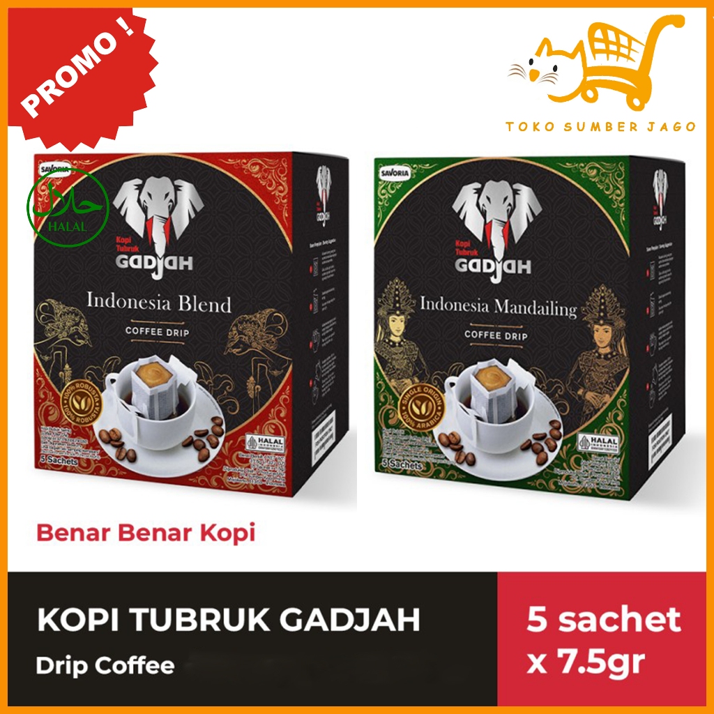 

Kopi Tubruk Gadjah Drip Coffee Indonesia 5 Sachet x 7.5gr