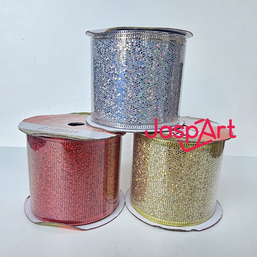

PITA GLITTER NATAL PINGGIR KAWAT PITA PARCEL PITA CHRISTMAS PITA HIASAN CANTIK LEBAR 6CM PITA NATAL