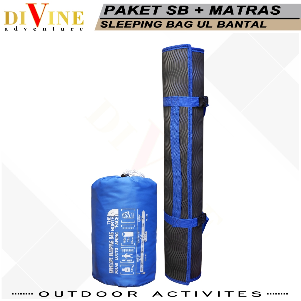 paketan sleeping bag UL bantal + matras spon karet 60x180 sb bantal loto matras tikar spon