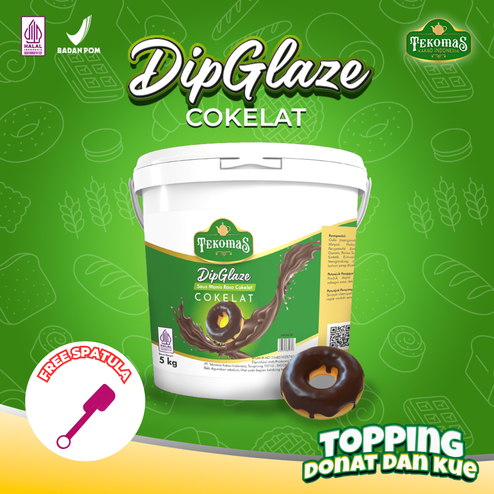 

TEKOMAS - Dip Glaze Rasa Coklat/Cokelat 5 Kg (FREE SPATULA) Topping Donut Lumer Bahan Kue Donat