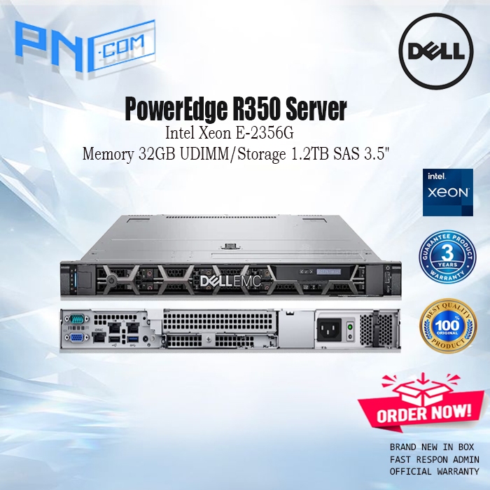 Dell Server PowerEdge R350 Intel Xeon E-2356G 32GB 1.2TB SAS 3YR