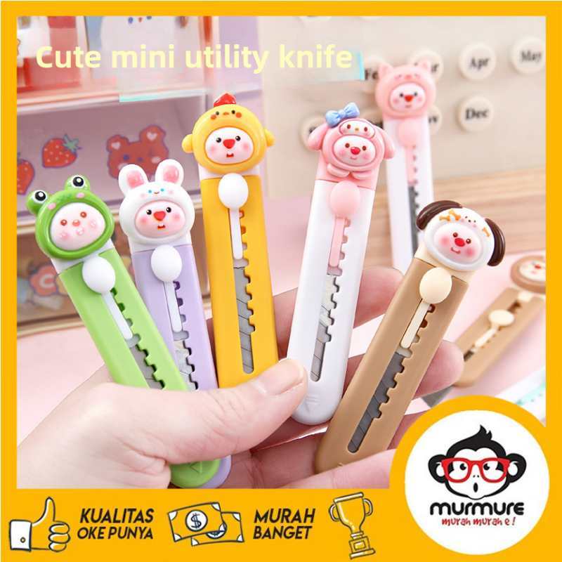 

MURMURE | PISAU CUTTER MINI KARAKTER LUCU / MINI CUTTER KERTAS PEMOTONG KERTAS PORTABLE WARNA