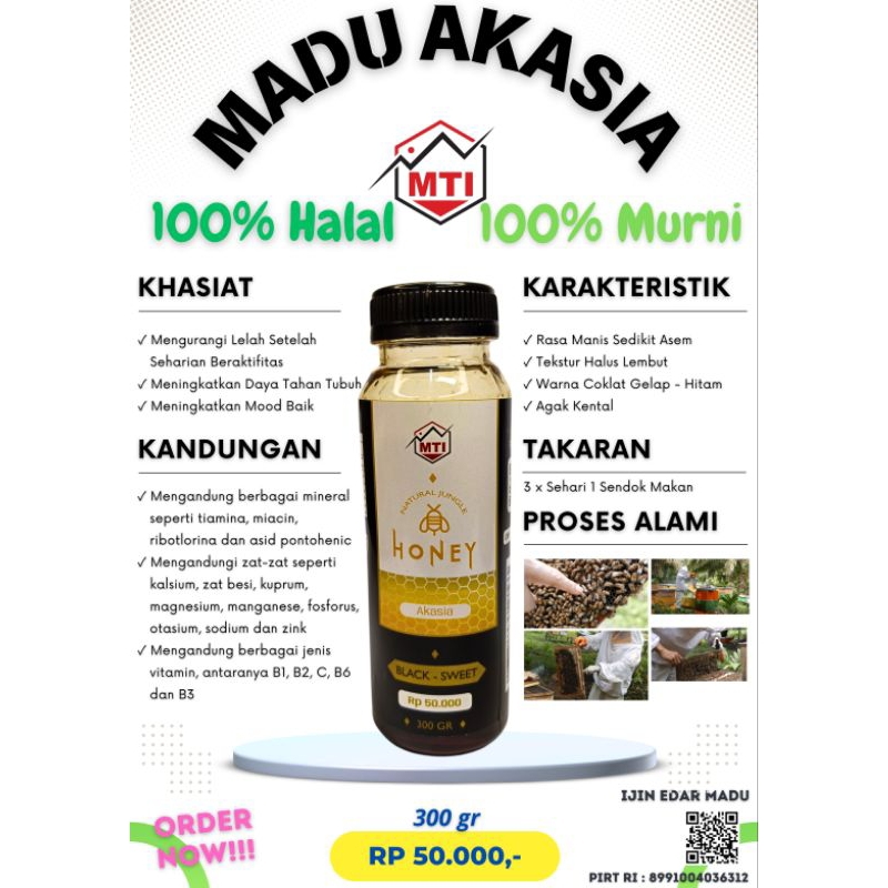 

Madu Murni MTI Akasia Riau Kemasan 300 gr
